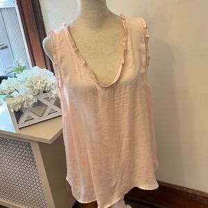 LC Lauren Conrad pale pink ruffle V tank top Size XXL New